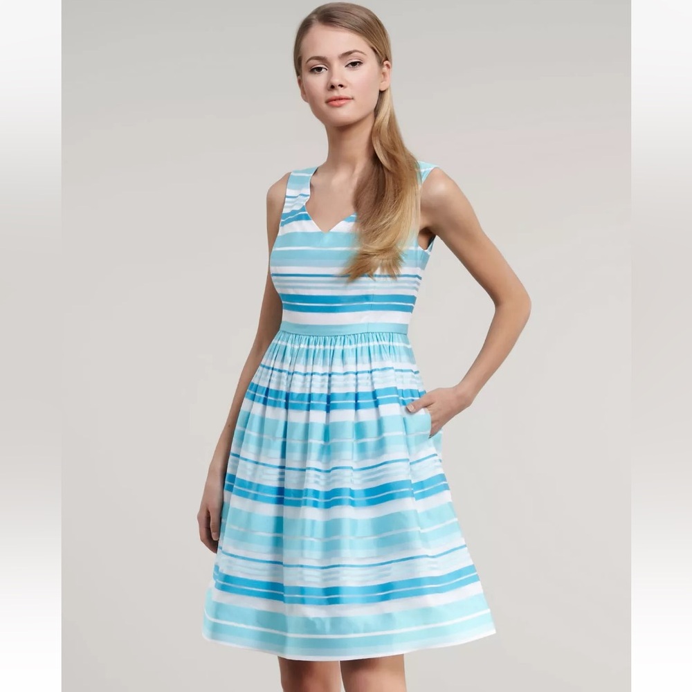 $298 Lilly Pulitzer Kiera Dress Turquoise Wrapping Stripe Size 10